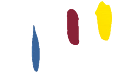 3 tâches peintures décoratives bleu rouge jaune